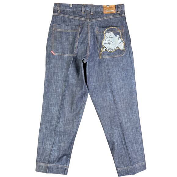 Fubu Platinum Fat Albert Ruby Wide Leg Baggy Denim Jeans Y2K Blue Mens 38x34 EUC - Picture 1 of 12